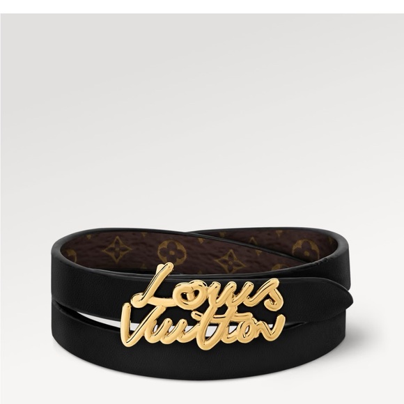 Louis Vuitton Accessories - Louis Vuitton Women's Belt in Black with Gold Logo
